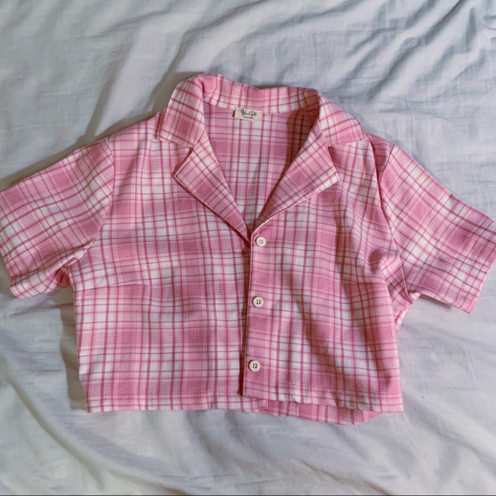 Rare Brandy Melville Pink Plaid Vivian Top